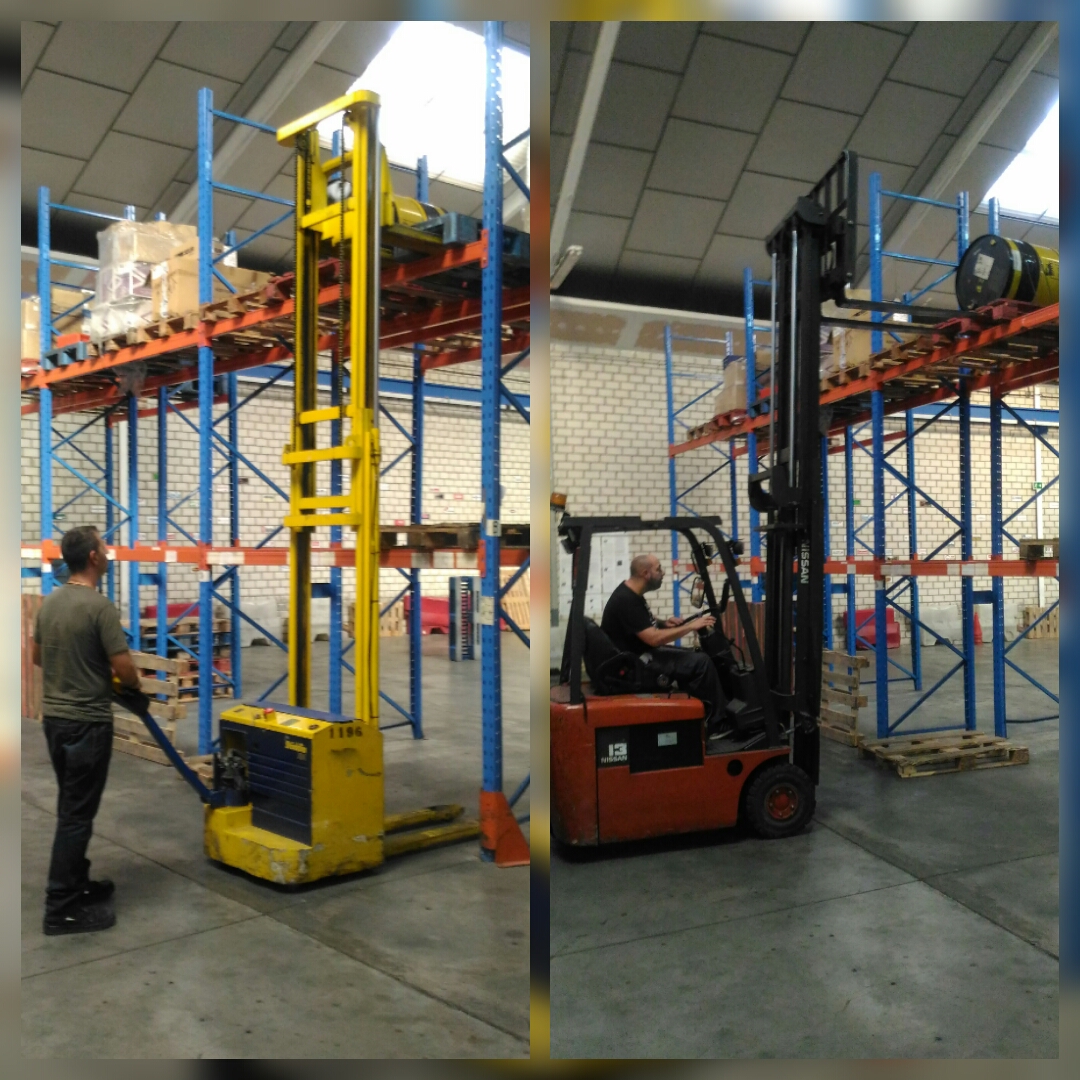 Ejercicios de estiba en estantería con Apilador y carretilla Frontal