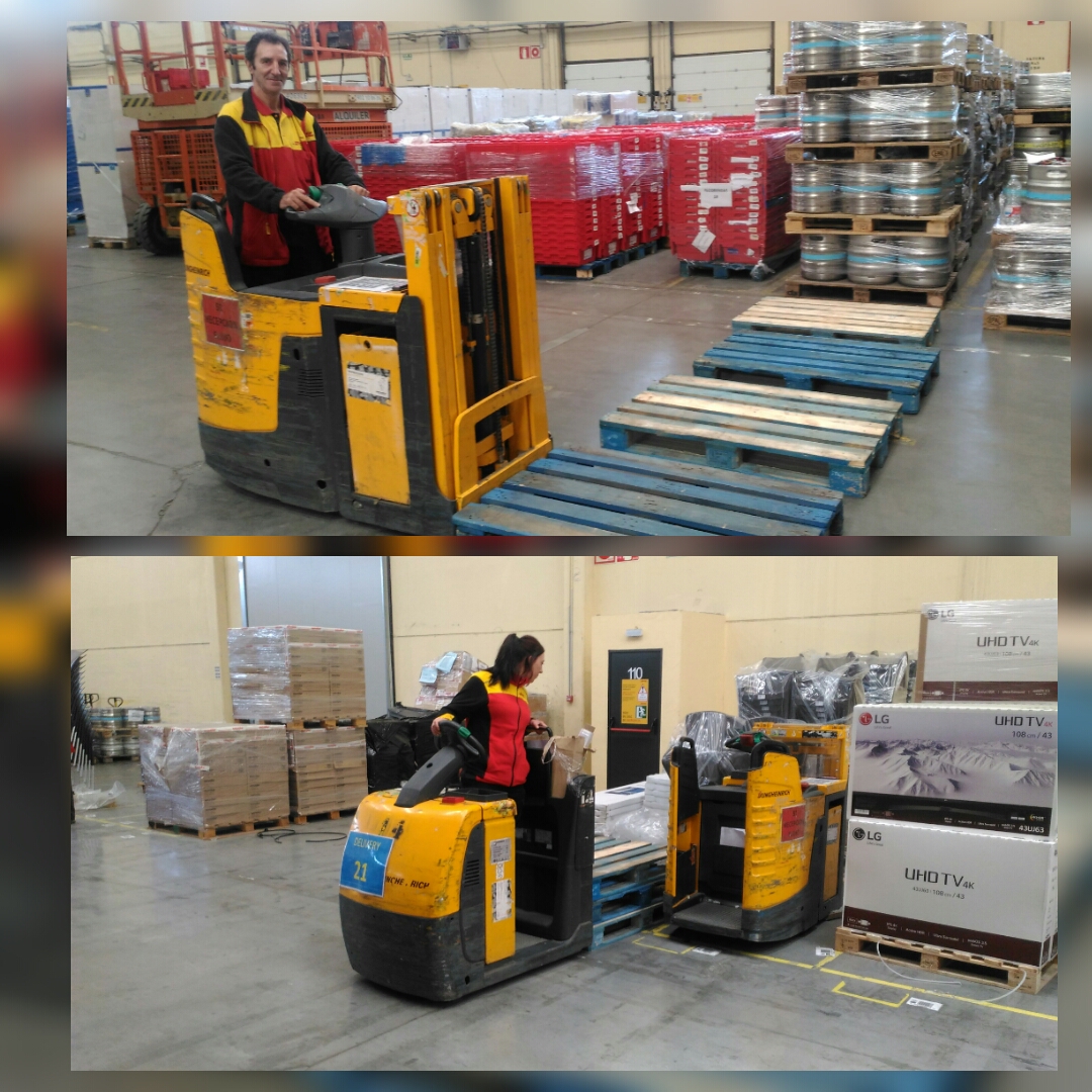 Ejercicios con Recogepedidos de nivel bajo y Apilador para DHL
